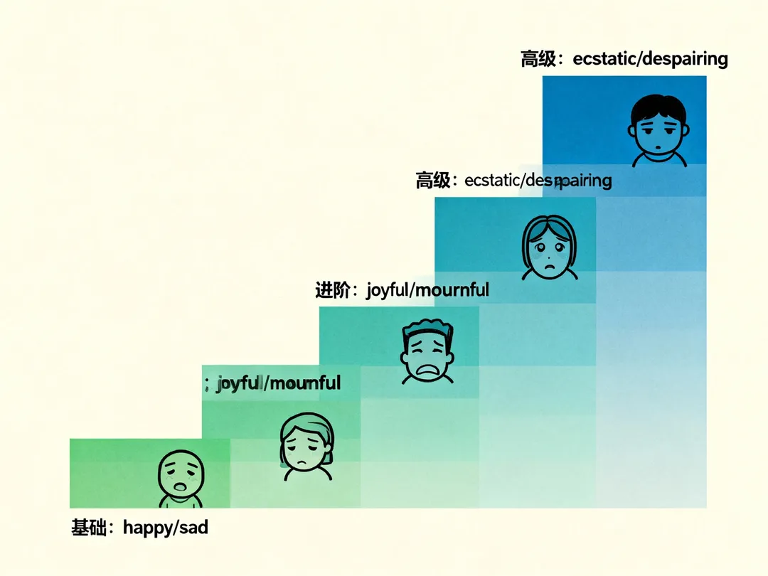 英语情感表达的层次化训练：从happy到更精准的情绪词汇运用